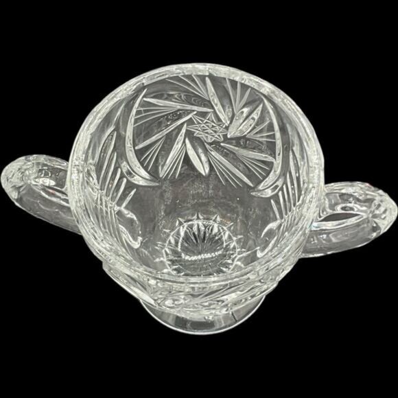 Vintage Lead Crystal Sugar & Creamer Set With Tray & Lid Hand Cut - Picture 4 of 14